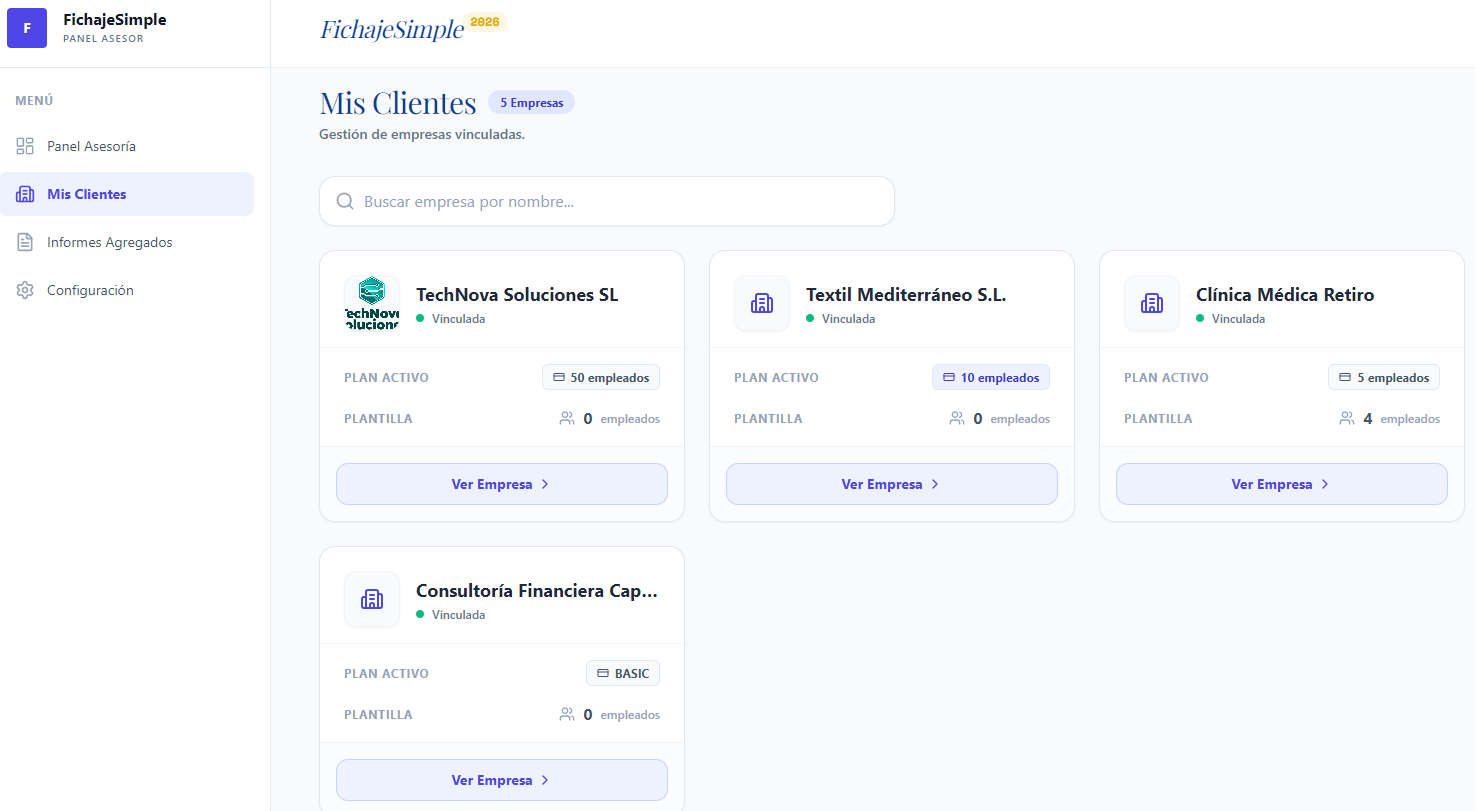 Portal centralizado para asesorías